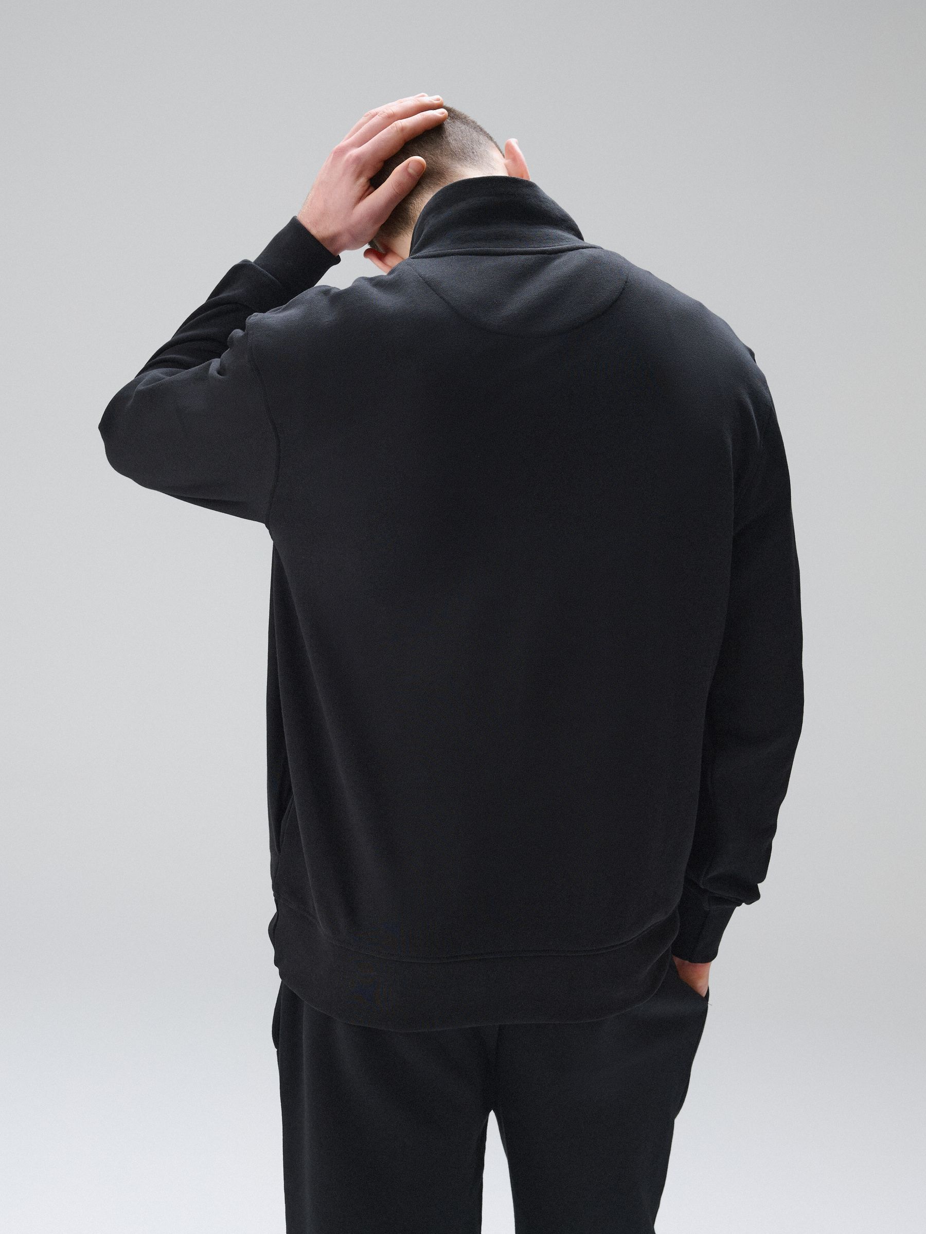 Buy Black/Stone Cotton Rich Lightweight Jersey Sweat top Quarter