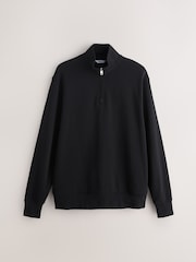 Black/Stone Cotton Rich Lightweight Jersey Sweat top Quarter  Zip 2 Pack - Image 8 of 11