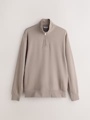 Black/Stone Cotton Rich Lightweight Jersey Sweat top Quarter  Zip 2 Pack - Image 9 of 11