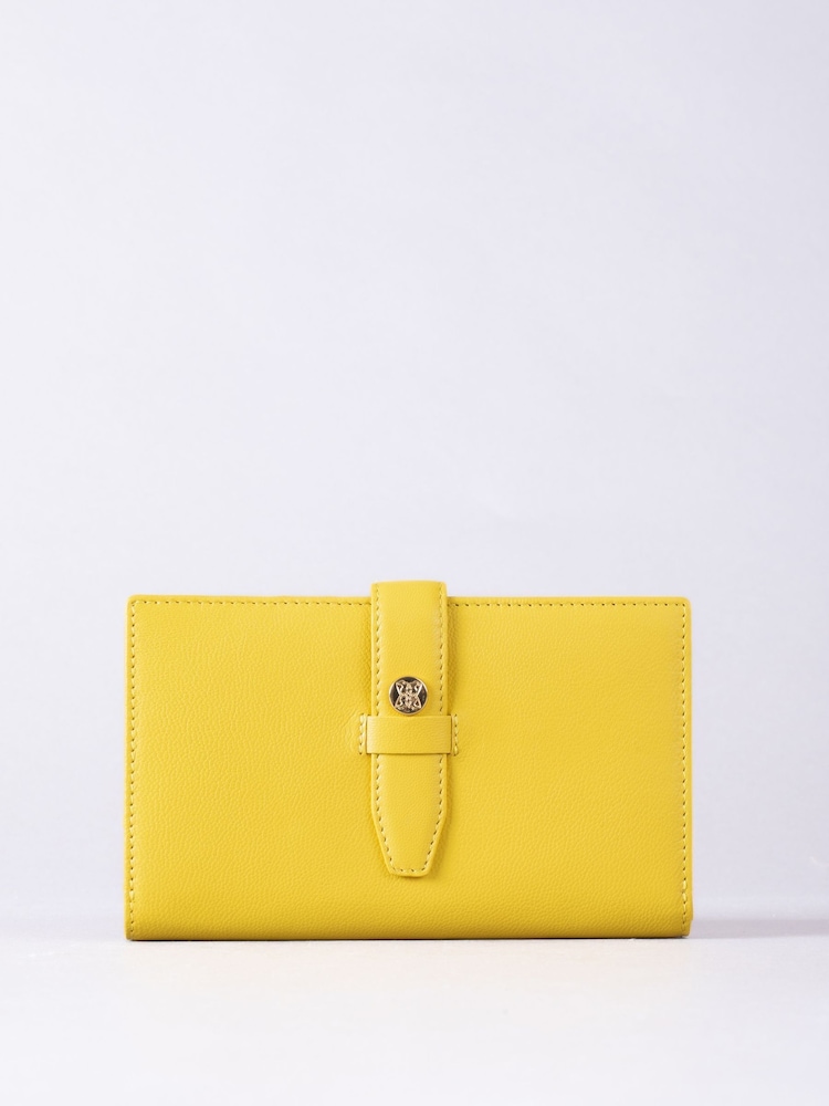 Lakeland Leather Yellow Large Icon Stud Tab Purse - Image 2 of 5 Lakeland Leather Yellow Large Icon Stud Tab Purse - Image 2 of 5