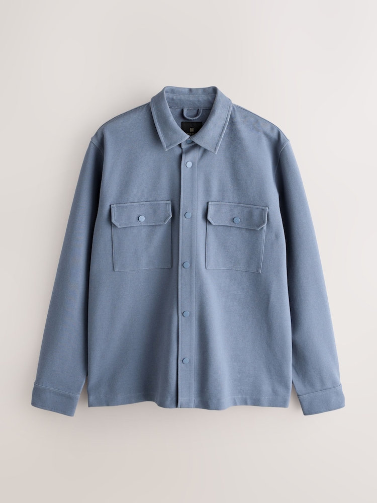 Grey/Blue Jersey Twill Popper Shackets 2 Pack - Image 2 of 16