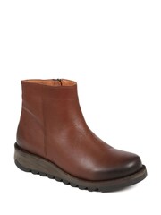 Jones Bootmaker Brown Mariane Leather Wedge Ankle Boots - Image 2 of 5