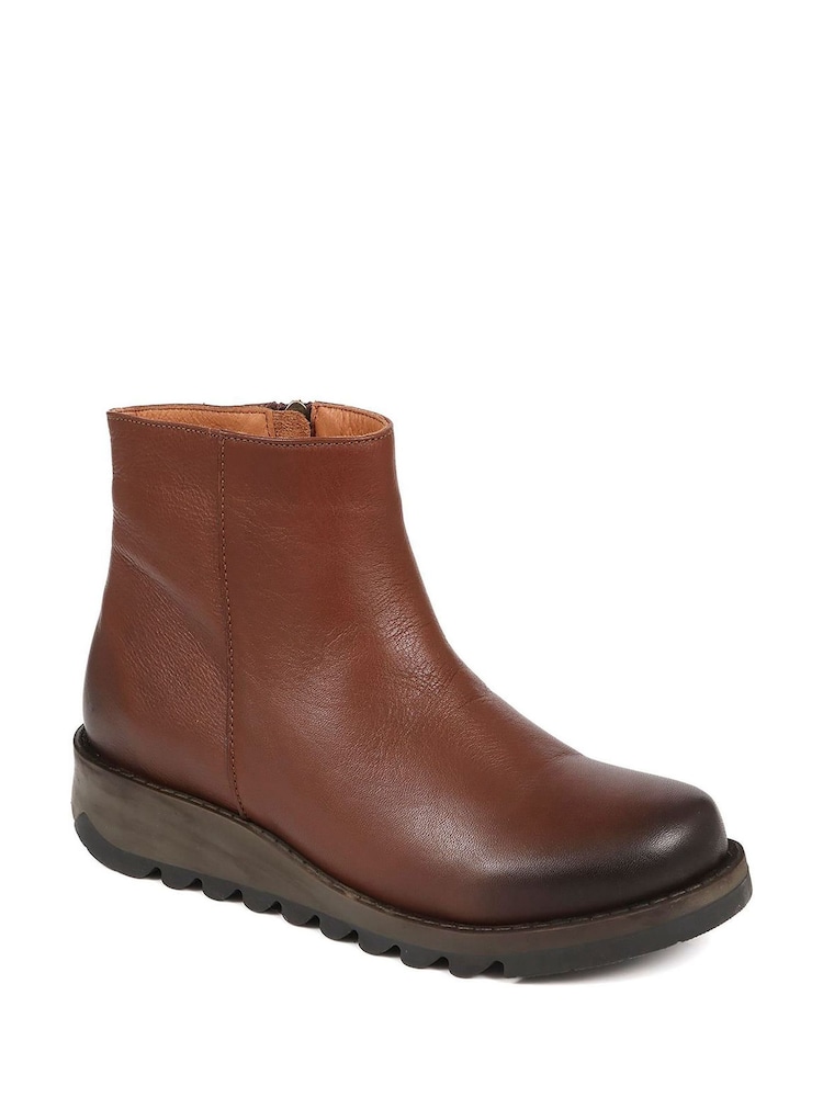 Jones Bootmaker Brown Mariane Leather Wedge Ankle Boots - Image 2 of 5