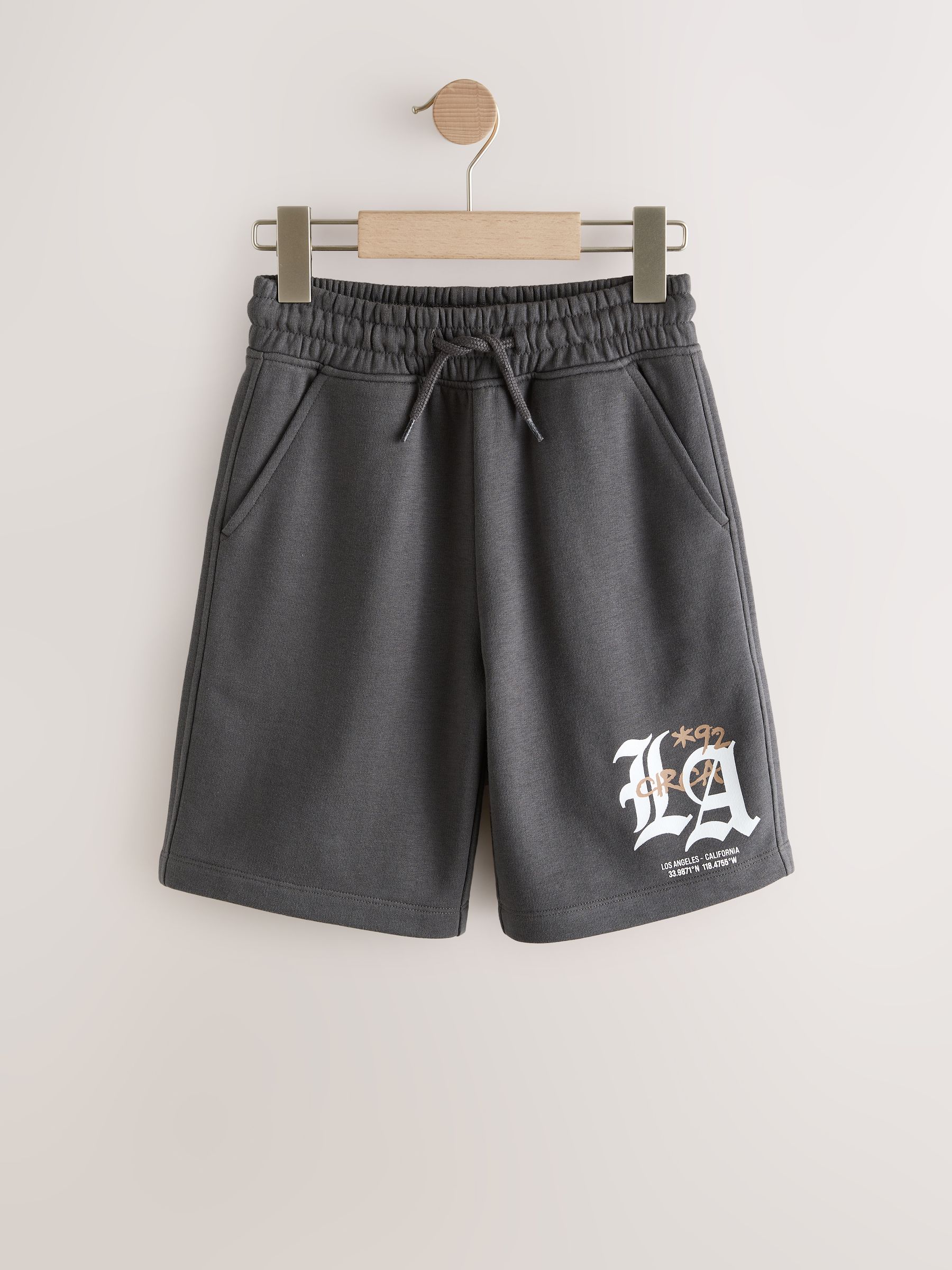 Buy Charcoal Grey LA Loose Fit Basic Shorts (3-16yrs) from the