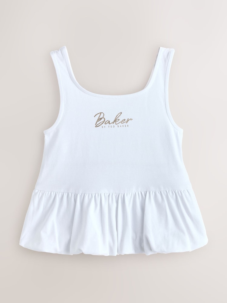 Baker by Ted Baker 3 Pack Bubble Hem Pink/Black/White Vest Tops - Imaginea 2 din 8