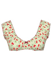 Victoria's Secret PINK Cherry Hearts Green Short Sleeve Bikini Top - Image 3 of 3