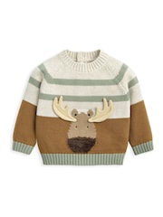 Mamas & Papas Moose Knit Brown Jumper with 3D Antlers - Image 3 of 3