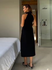 Girl In Mind Black Tate Sleevless Stretchy Midi Shirt Dress - Image 3 of 5