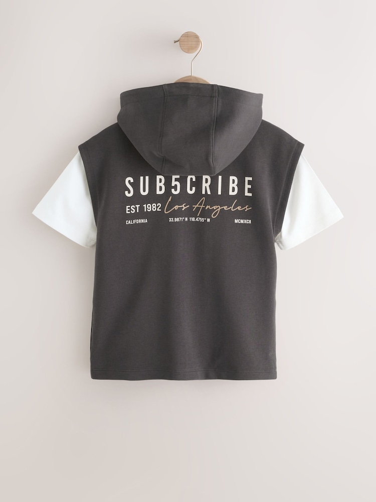 Black Hoodie Tank and T-Shirt Set (3-16yrs) - Image 2 of 8