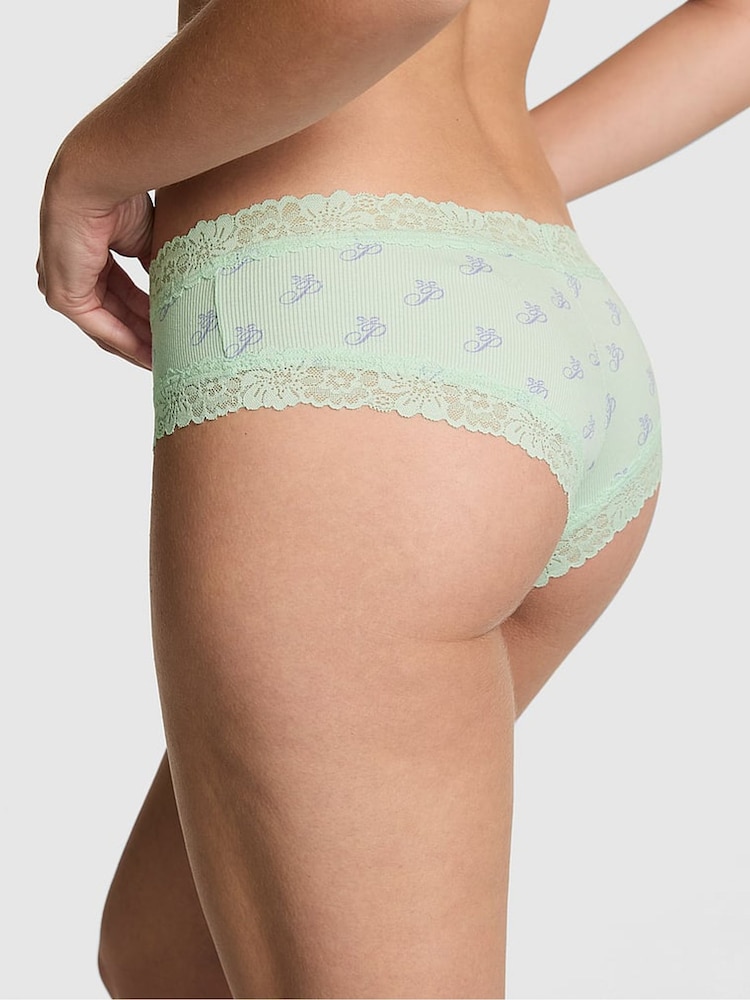 Victoria's Secret PINK Mint Green Cheeky Lace Trim Rib Knickers - Image 2 of 2