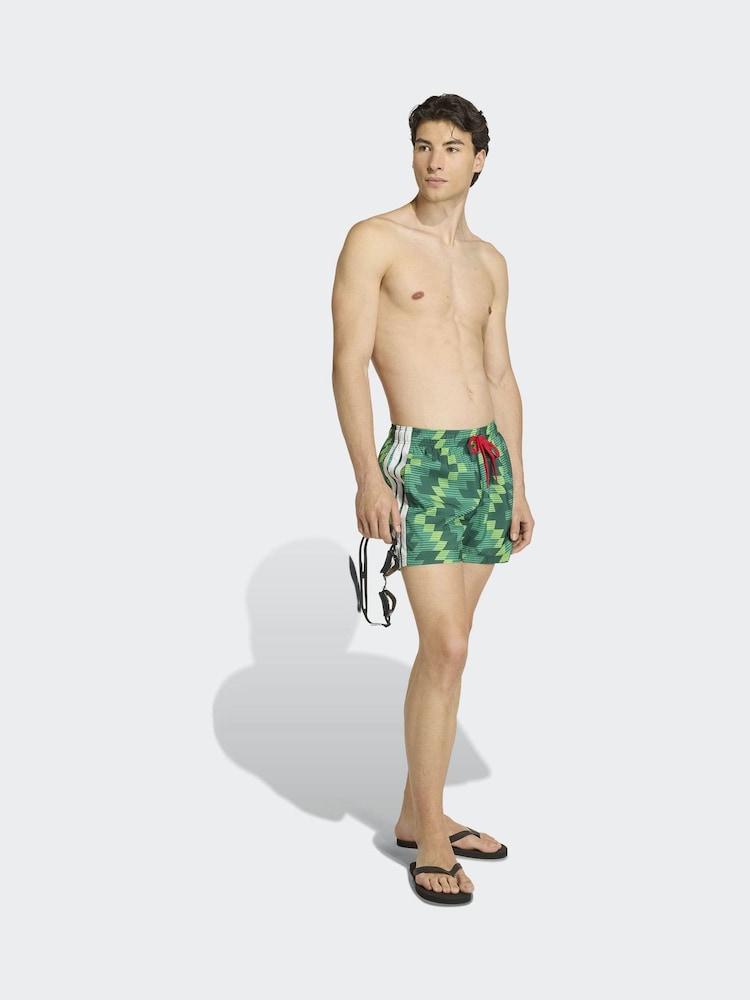 adidas Green Football-Inspired Graphic 5 Inch Swim Shorts - Image 2 of 6