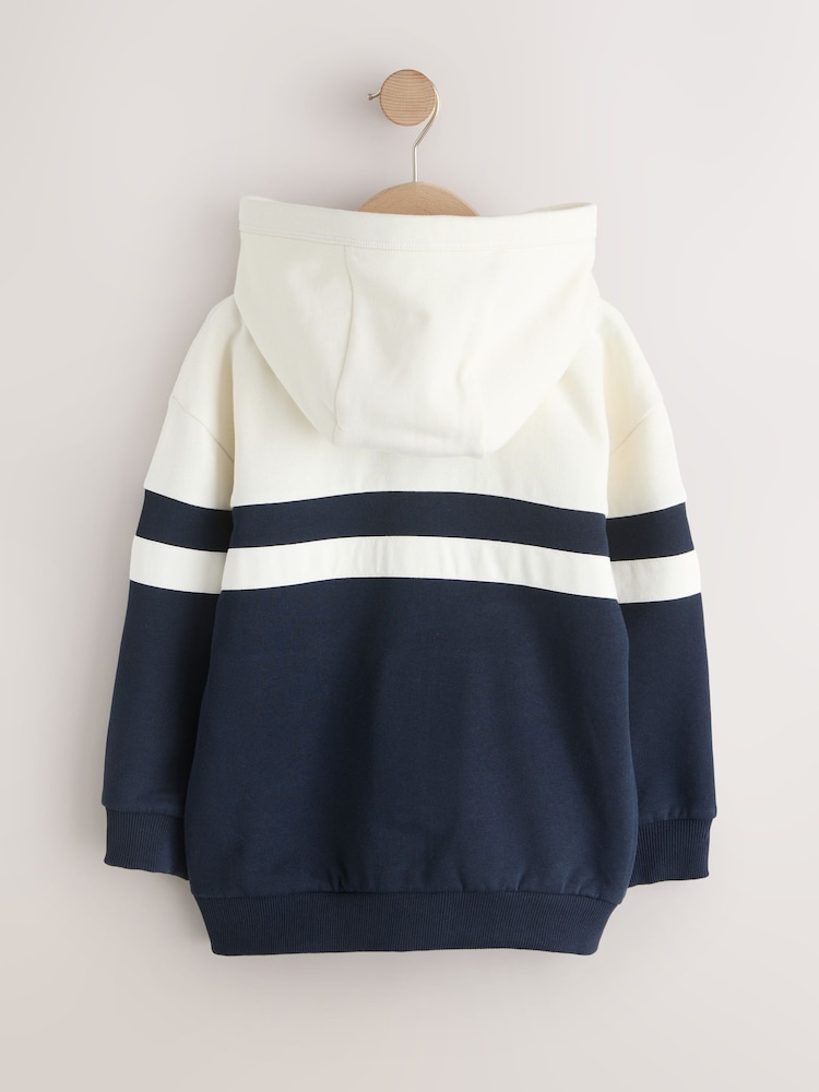 Marinen - Fargeblokking Zip Through Hettegenser (3-16år) - Bilde 2 av 4