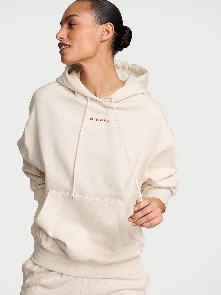 Victoria's Secret Natural Heather White Fleece Hoodie - Image 1 of 2 Victoria's Secret Natural Heather White Fleece Hoodie - Image 1 of 2