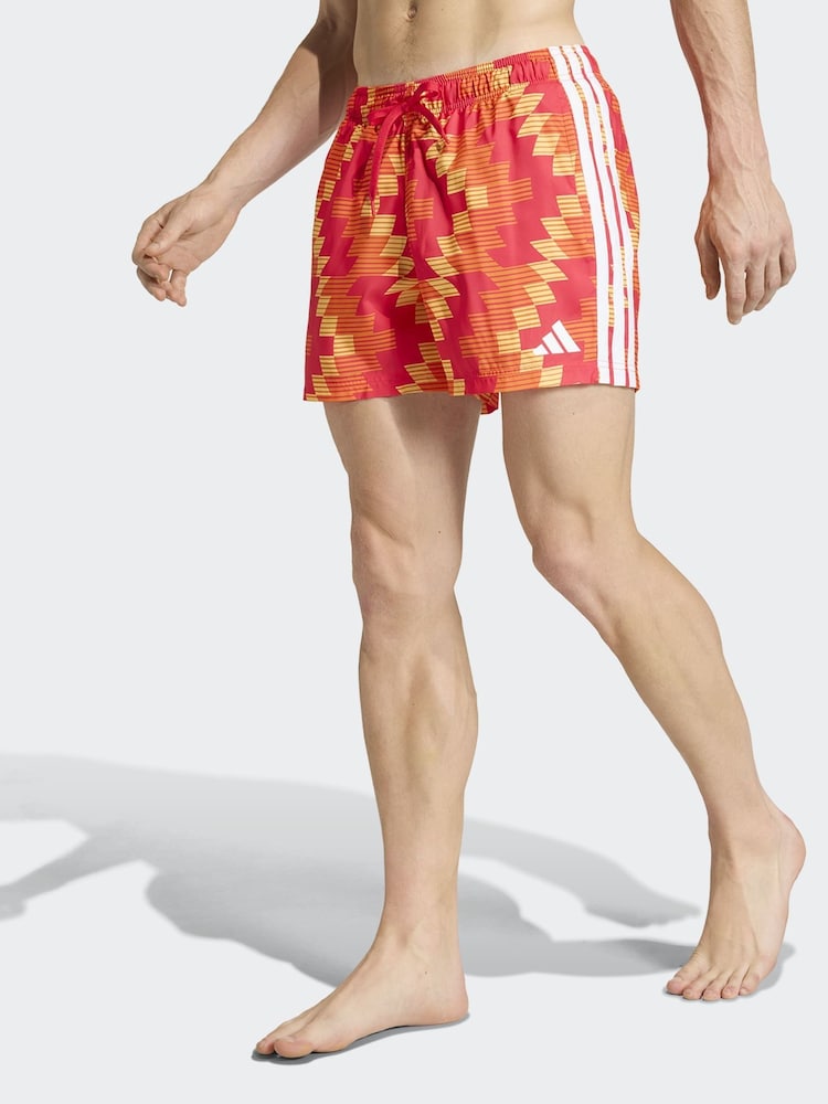 adidas Orange Football-Inspired Graphic 5 Inch Swim Shorts - Image 1 of 6