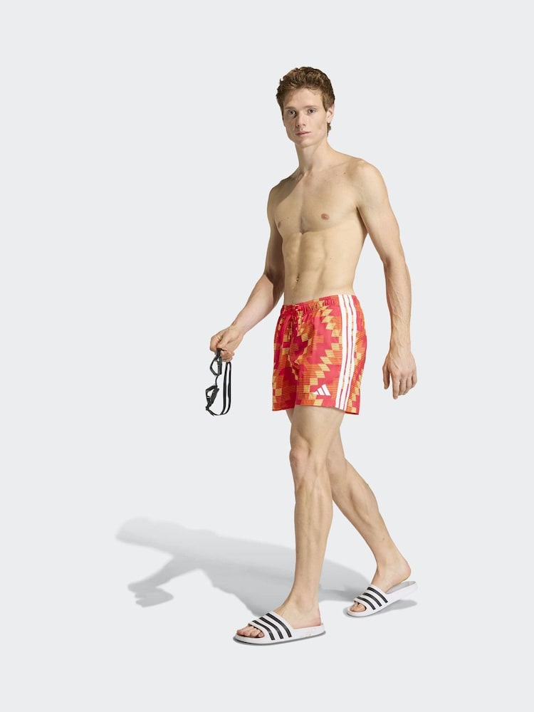 adidas Orange Football-Inspired Graphic 5 Inch Swim Shorts - Image 2 of 6