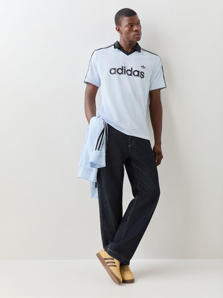 Albastru - adidas Originals Archive Collar Engineered Jersey T-Shirt - Imaginea 2 din 5