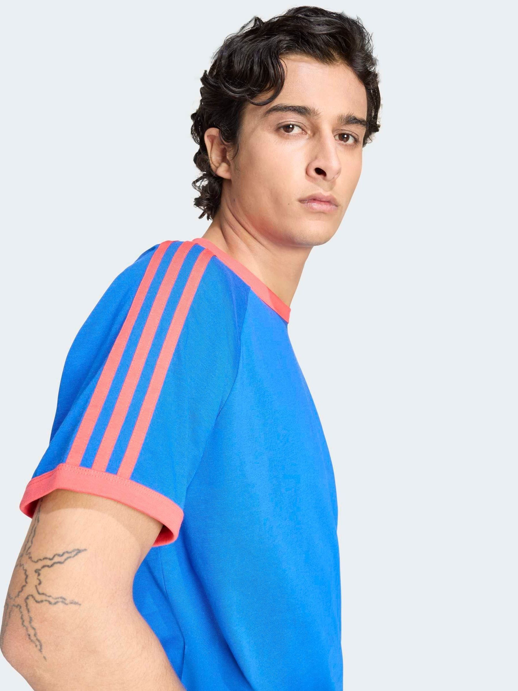 Buy adidas Originals Blue/Orange 3-Stripes T-Shirt from Next USA