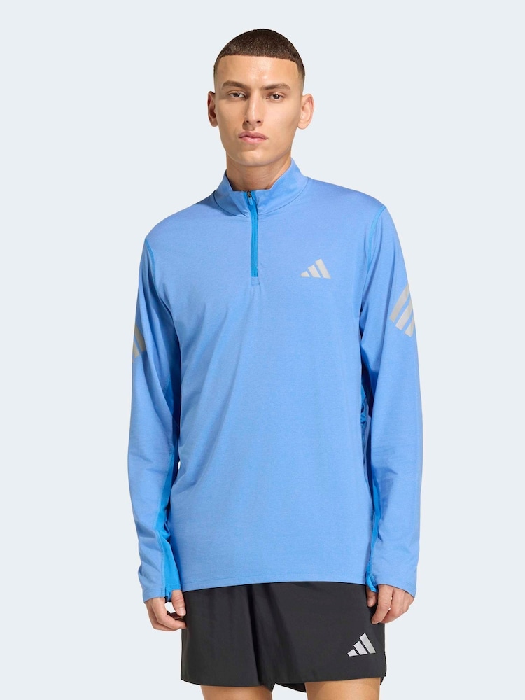 adidas Blue 365 Iconic 1/2 Zip T-Shirt - Image 1 of 6