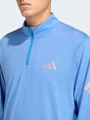 adidas Blue 365 Iconic 1/2 Zip T-Shirt - Image 4 of 6