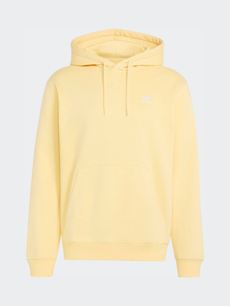 צהוב - adidas originals קפוצ'ון בייסיק בגזרה רפויה בעיטור לוגו תלת-עלים - תמונה 6 מתוך 6