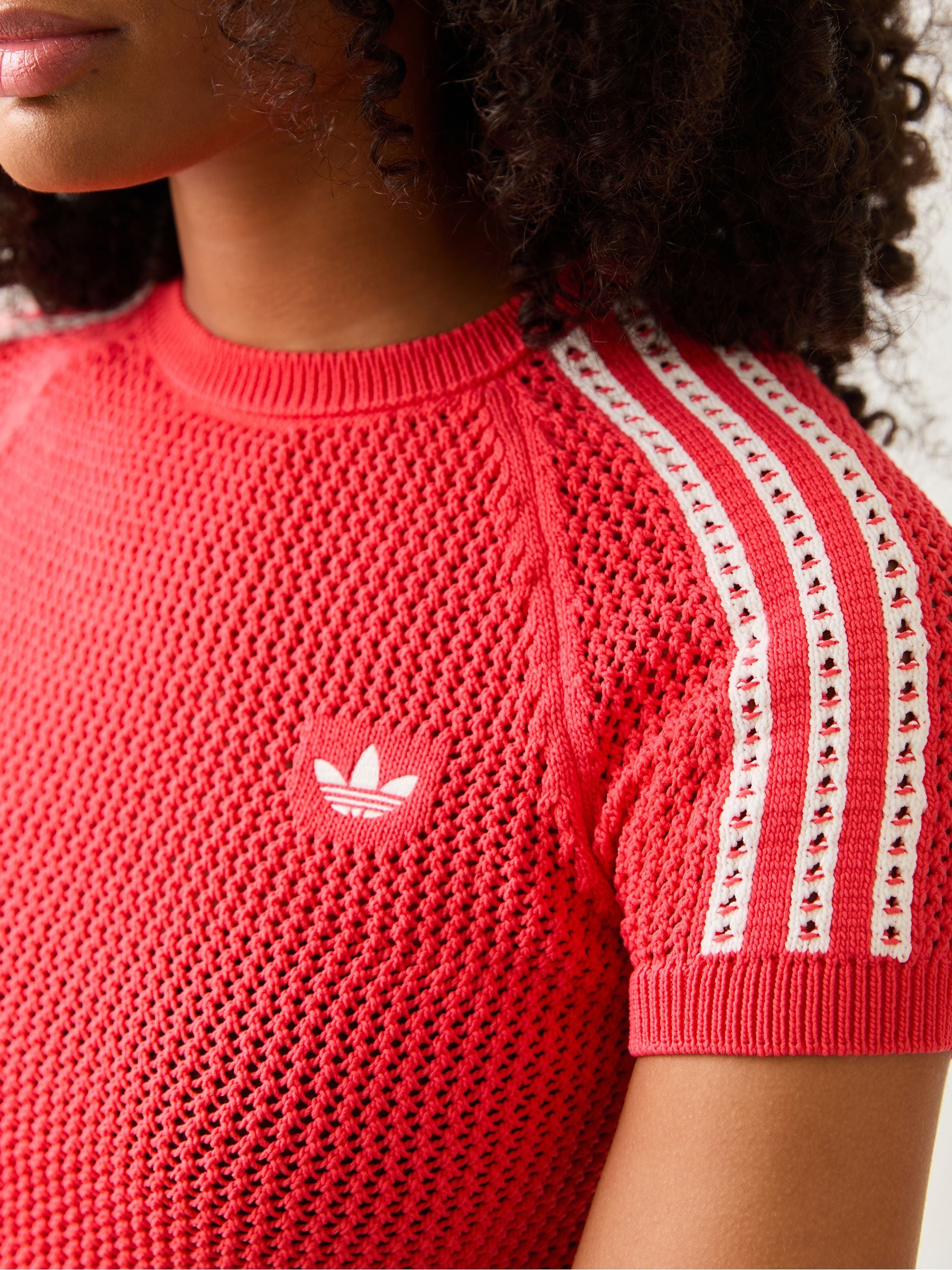 Buy adidas Originals Red Crochet Knit T-Shirt from Next USA