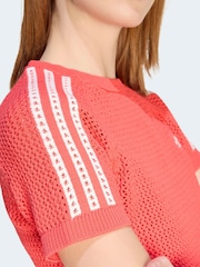 adidas Originals Red Crochet Knit T-Shirt - Image 5 of 6