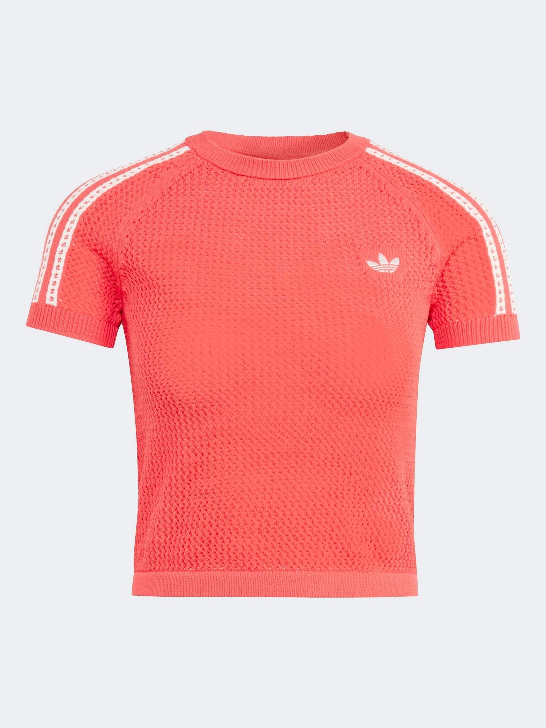 トップス CLANECOTTONSHORTKNIT Buy adidas Originals Red Crochet Knit T-Shirt from Next USA