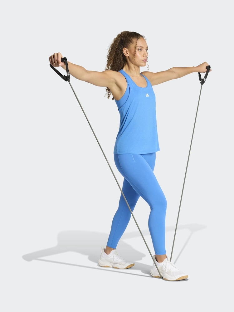 adidas Blue Train Essentials Minimal Branding Racerback Tank Vests - Image 2 of 6 adidas Blue Train Essentials Minimal Branding Racerback Tank Vests - Image 2 of 6