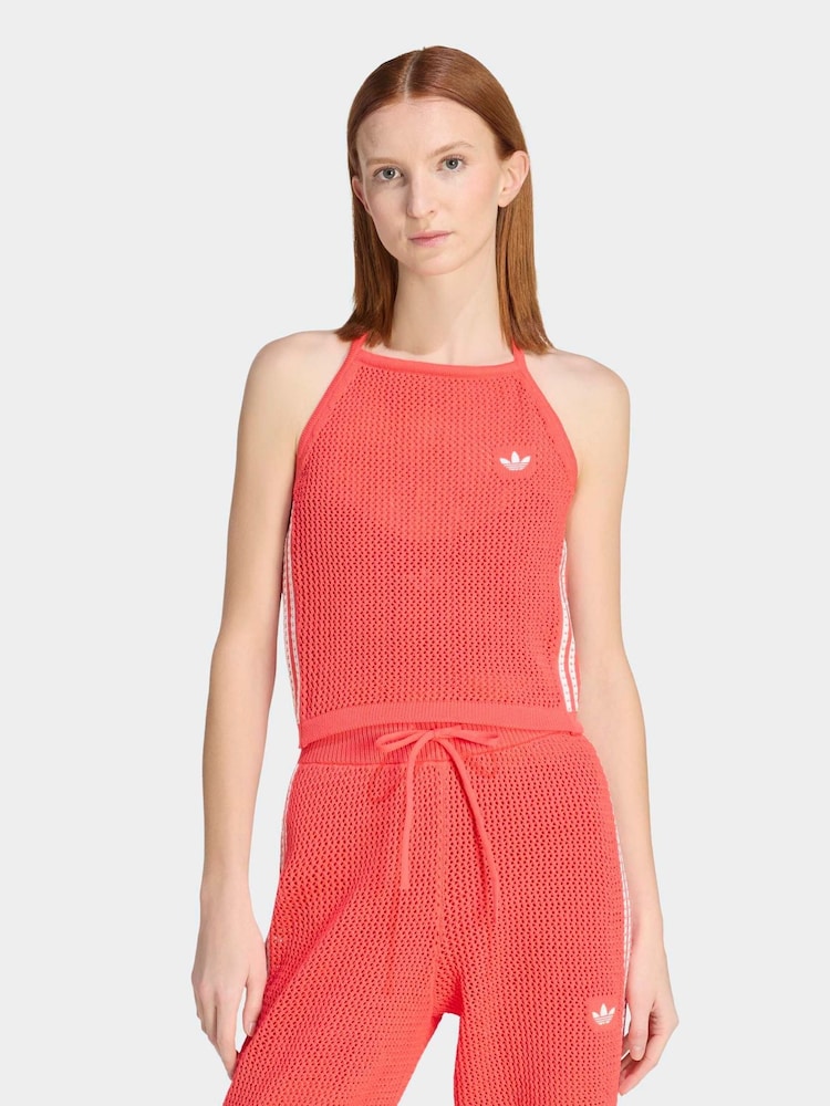 adidas Originals Red Crochet Knit Top - Image 1 of 6