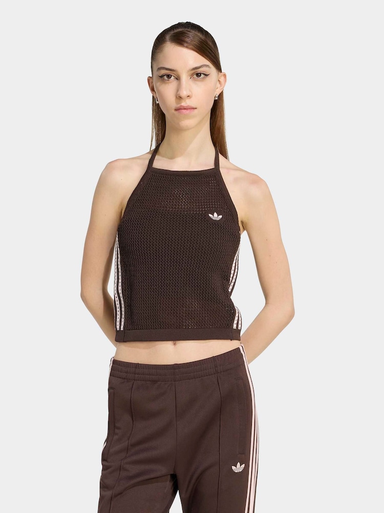 adidas Originals Brown Crochet Knit Top - Image 1 of 6