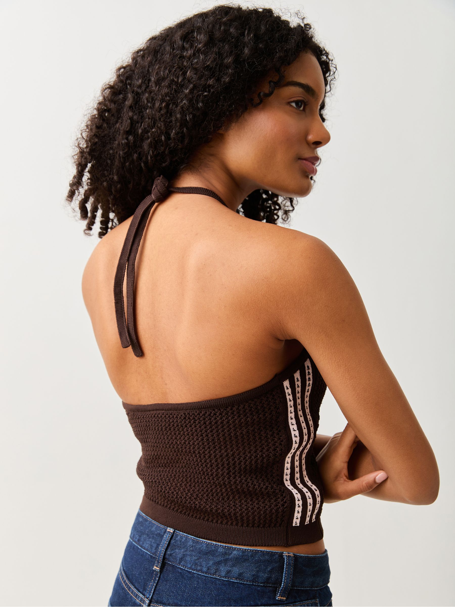Buy adidas Originals Brown Crochet Knit Top from the Next UK