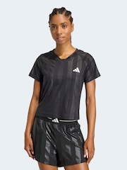 adidas Black Hyperglam 3-Stripes Emboss T-Shirt - Image 1 of 6