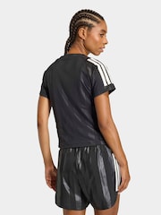 adidas Black Hyperglam 3-Stripes Emboss T-Shirt - Image 2 of 6