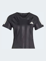 adidas Black Hyperglam 3-Stripes Emboss T-Shirt - Image 6 of 6