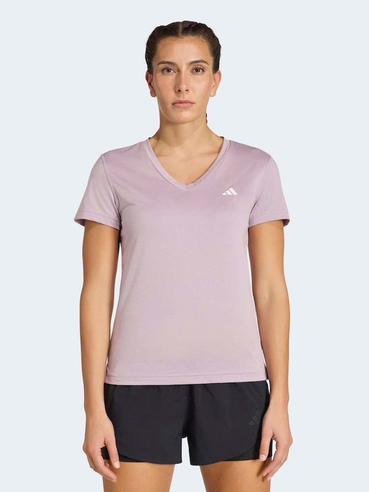 adidas Purple Workout Essentials V-Neck T-Shirt - Image 1 of 6 adidas Purple Workout Essentials V-Neck T-Shirt - Image 1 of 6