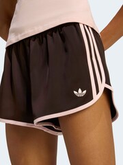adidas originals Brown 3 Stripes Sprinter Shorts - Image 4 of 6