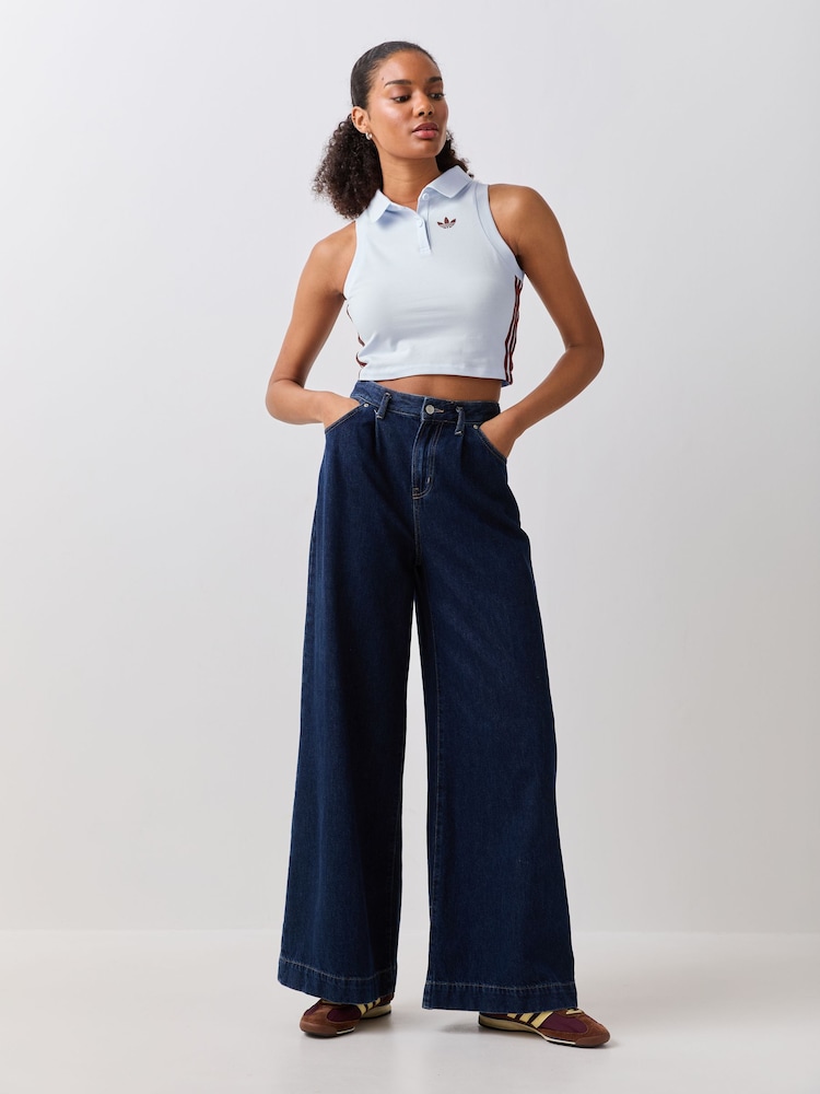 adidas Originals Blue Polo Top - Image 1 of 5