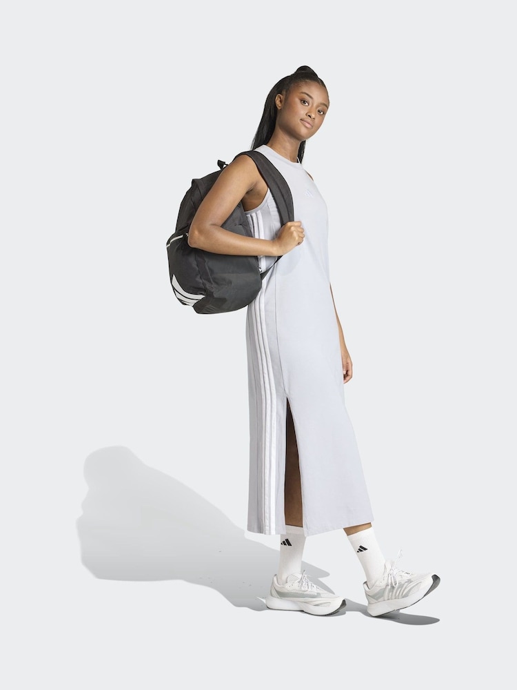 adidas Grey Maxi 3-Stripes Dress - Image 2 of 6 adidas Grey Maxi 3-Stripes Dress - Image 2 of 6