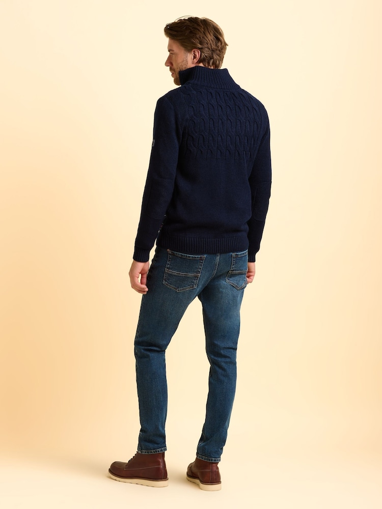 Brakeburn Blue Ainsworth Knit 1/4 Zip Jumper - Image 2 of 6