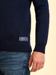 Brakeburn Blue Ainsworth Knit 1/4 Zip Jumper - Image 5 of 6
