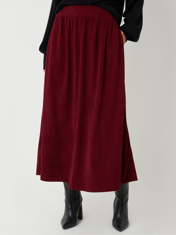 Threadbare Red Corduroy Pull On Midaxi Skirt - Image 2 of 4