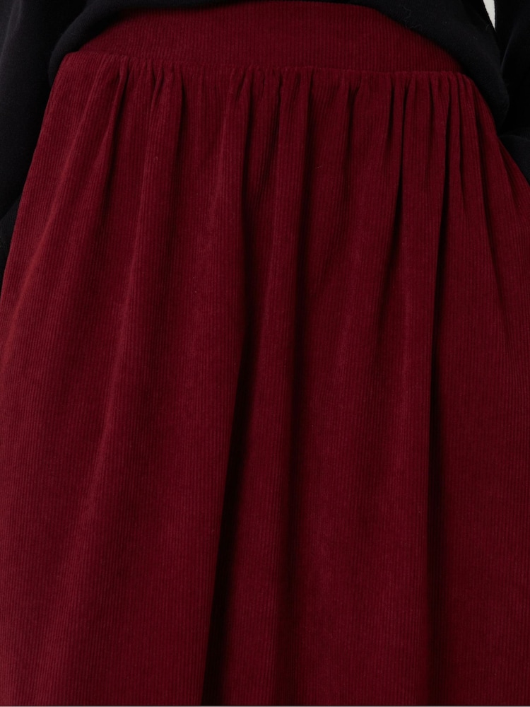 Threadbare Red Corduroy Pull On Midaxi Skirt - Image 4 of 4