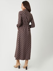 Threadbare Brown Check Belted Midi Shirt Dress - Image 2 of 4
