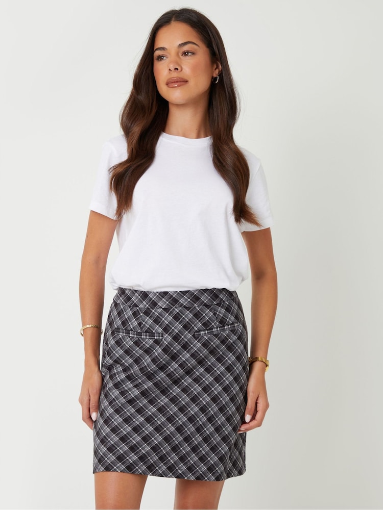 Threadbare Black Mini Check A-Line Skirt - Image 1 of 5 Threadbare Black Mini Check A-Line Skirt - Image 1 of 5