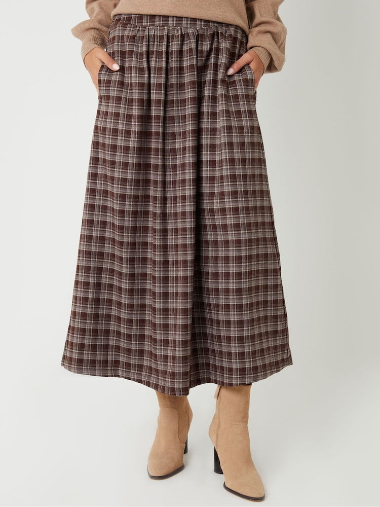 Threadbare Brown Check Pull On Midaxi Skirt - Image 2 of 4 Threadbare Brown Check Pull On Midaxi Skirt - Image 2 of 4