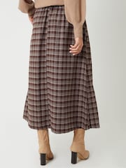 Threadbare Brown Check Pull On Midaxi Skirt - Image 4 of 4