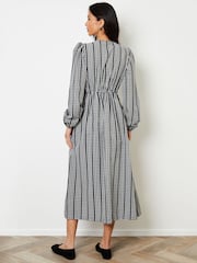 Threadbare Black Gingham Check Shirred Detail Midi Dress - Image 4 of 4
