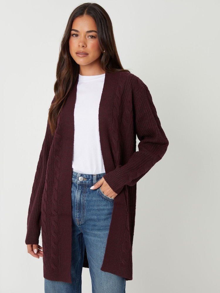 Threadbare Red Ladies Rozanna Cable Detail Cardigan - Image 2 of 4 Threadbare Red Ladies Rozanna Cable Detail Cardigan - Image 2 of 4