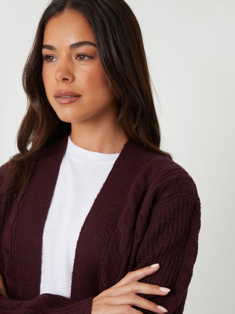 Threadbare Red Ladies Rozanna Cable Detail Cardigan - Image 4 of 4 Threadbare Red Ladies Rozanna Cable Detail Cardigan - Image 4 of 4