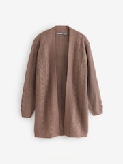 Threadbare Brown Cable Knit Cardigan - Image 3 of 3